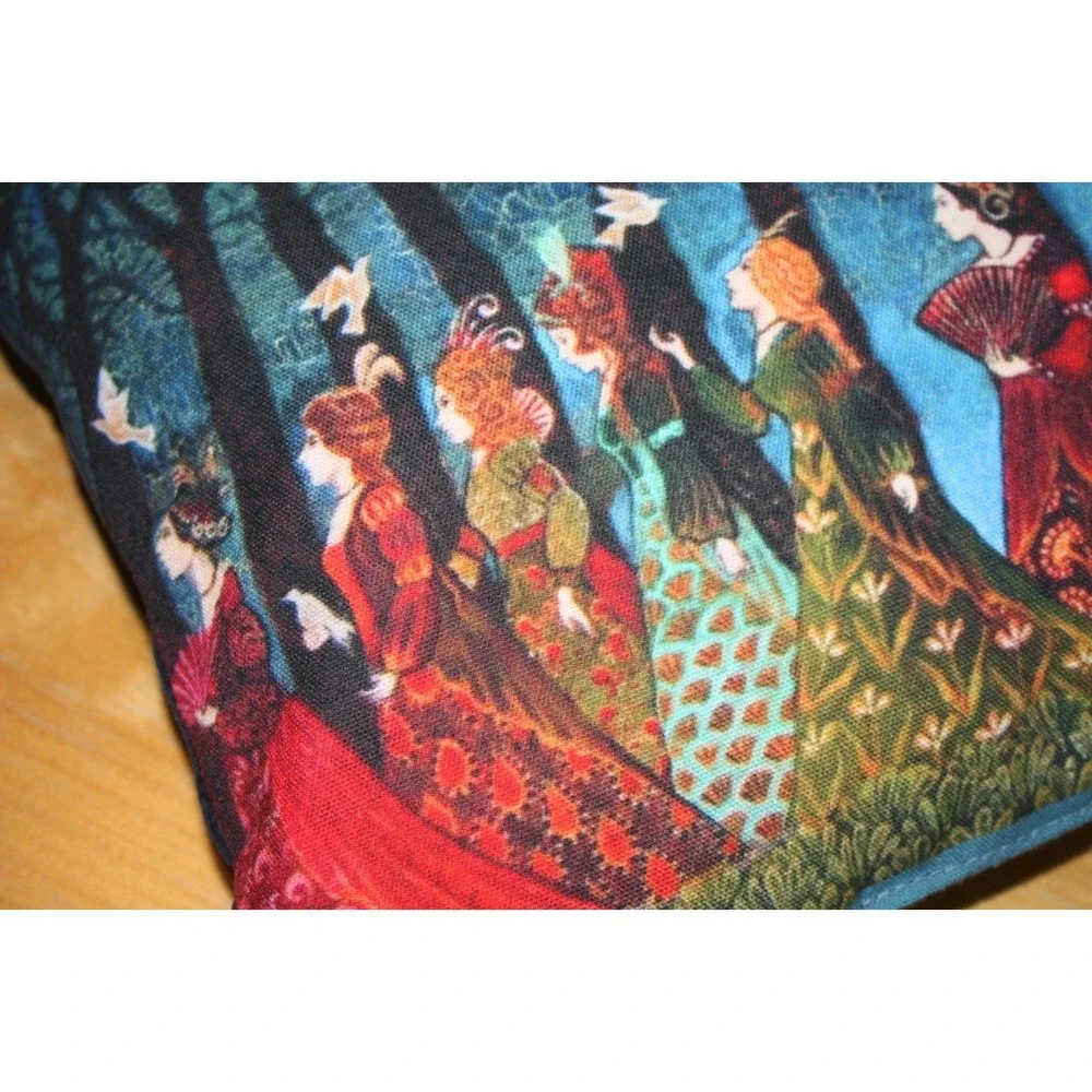 Sacred Grove Tapestry Pillow Ladies Royalty Forest Doves Whimsical 12 Women